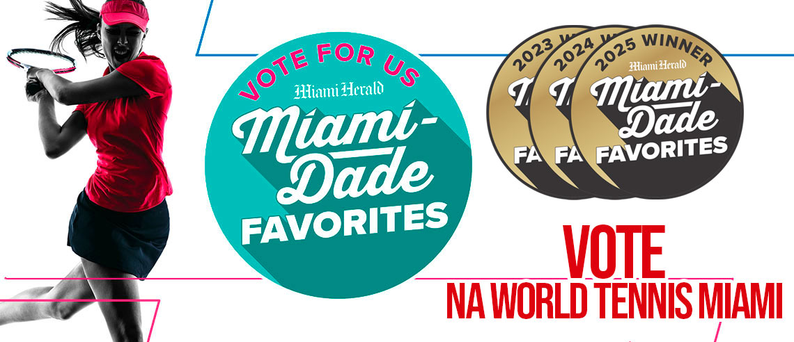 Campanha de votação Miami-Dade Favorites 2026 destacando a World Tennis Miami