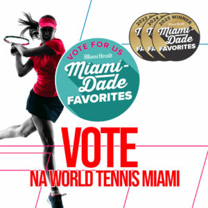 Campanha de votação Miami-Dade Favorites 2026 destacando a World Tennis Miami